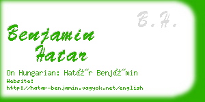 benjamin hatar business card